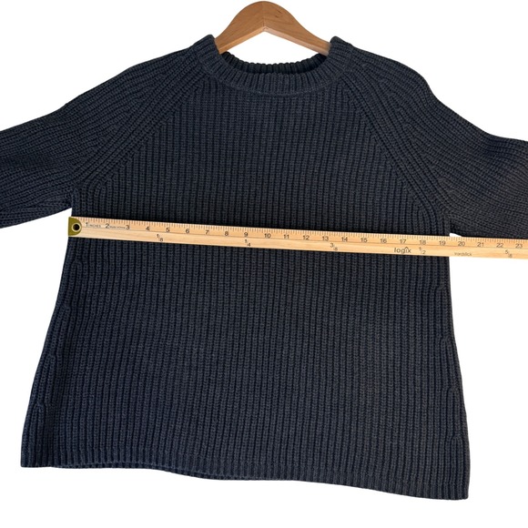 Quince Organic Cotton Fisherman Sweater Charcoal Gray Shaker Knit Crewneck Small - Picture 5 of 7